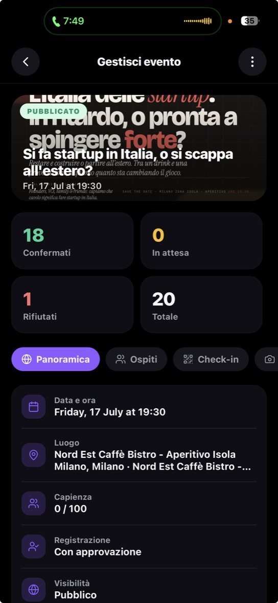 aion — gestisci evento