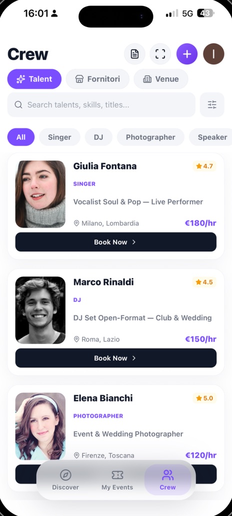 aion — talenti e fornitori